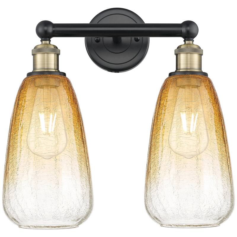 Innovations Lighting Endless Possibilities Edison - Brookhaven Almond - 2 Light 15" Bath Vanity Light - Black Antique Brass/Amber