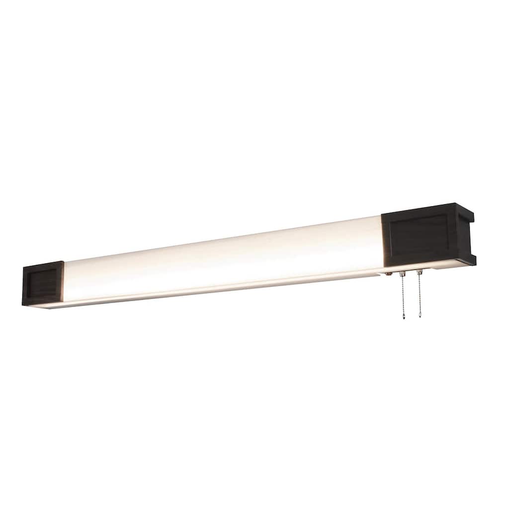 Marquette 38-inch ADA Walnut LED Wall Sconce, White Acrylic Shade