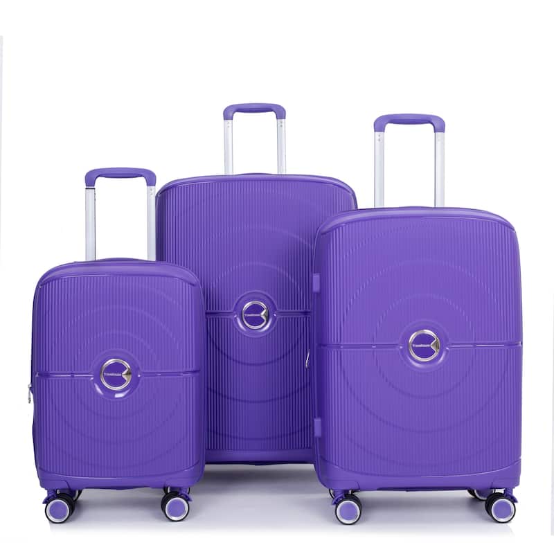 Expandable Hardshell Suitcase Double Spinner Wheels PP Luggage Sets with TSA Lock,3-Piece Set (20/24/28)