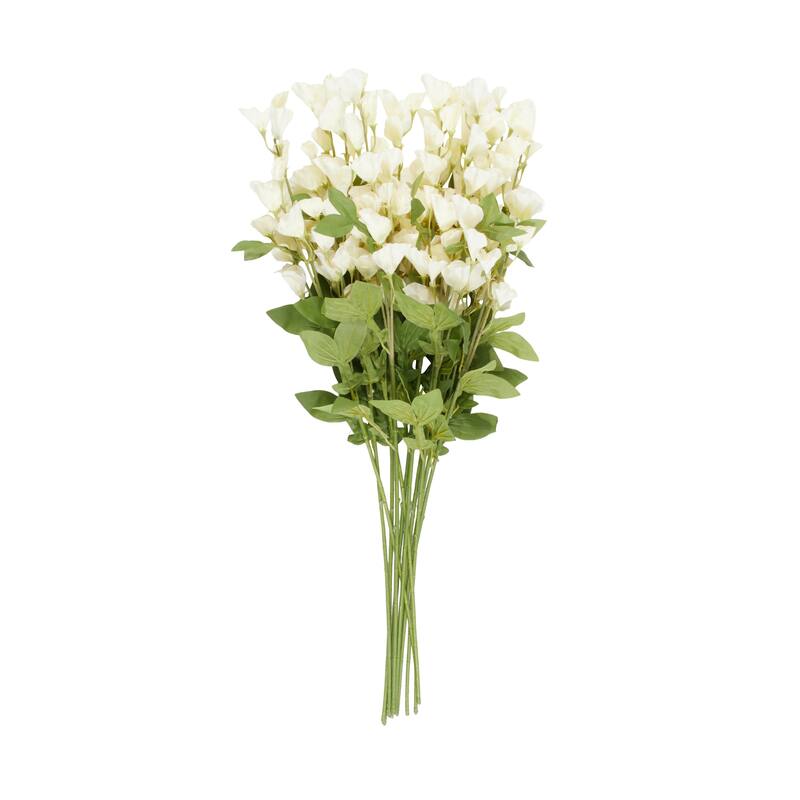 White Faux Foliage Tall Sweet Pea Artificial Flower Stem (Set of 12)