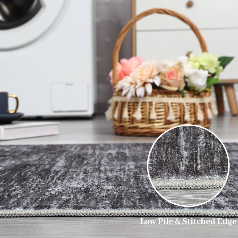 Rugs for Living Room Modern Abstract Area Rug Non-Slip Low Pile Accent Rug Soft Foldable Solid Rug