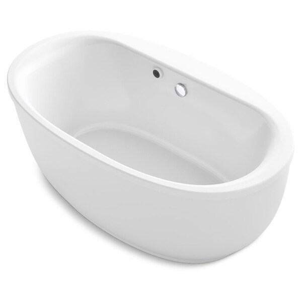 Kohler K-24002-W1 Sunstruck 61" Free Standing Acrylic Soaking Tub with Center Drain and Bask Heated Surface Technology - White