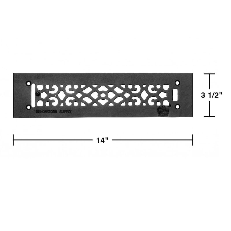 4 Heat Air Grille Cast Victorian Overall 3 1/2 x 14 | Renovator's Supply