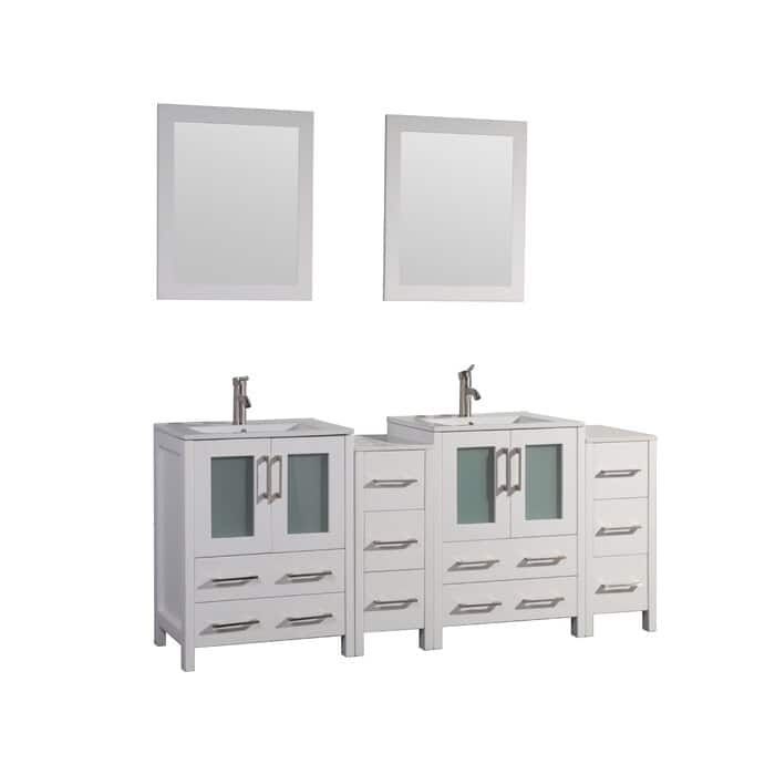 Vanity Art 72 in. Double Sink Bathroom Vanity with Top and Mirrors - 72 X 18.1 X 35.8