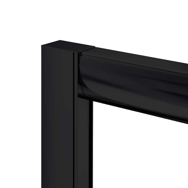Elegant 36.7 in. W x 36.7 in. D x 72 in. H Black Frame Curve Corner Entry Shower Enclosure with Sliding Glass Doors