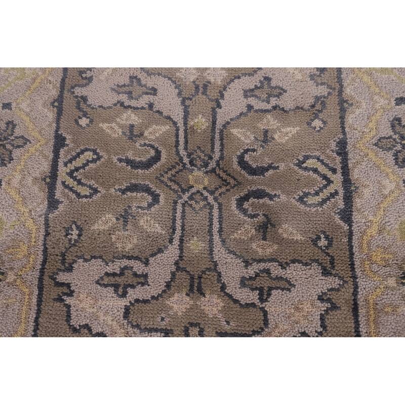All-Over Oushak Oriental Runner Rug Handmade Brown Wool Carpet - 2'8" x 10'11"