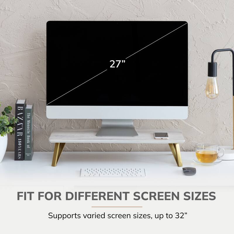 Jani Wood Monitor Stand Riser Desk - Ergonomic Design Stand, Desktop Organizer Table for Home, Office Workspace, Gaming Desk