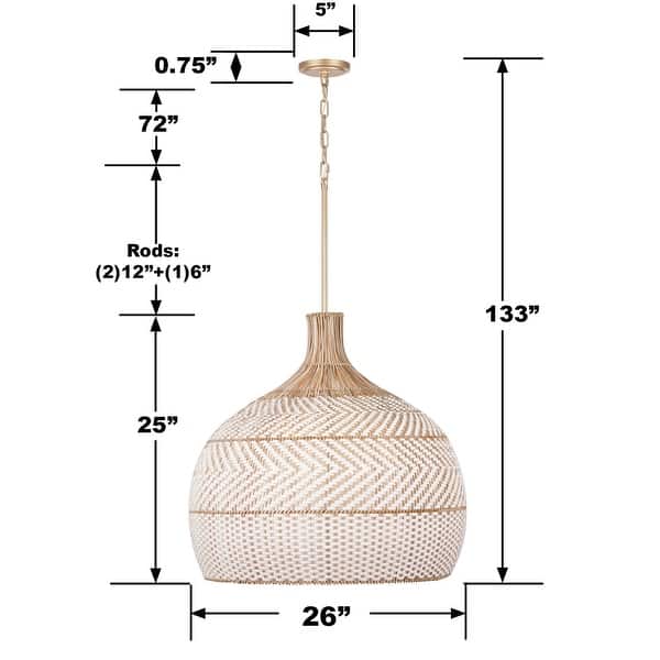 Zanzibar 6 Light Soft Gold Chandelier - 26"W x 25.25"H x 26"D