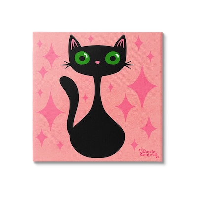 Stupell Cat with Pink Diamonds Canvas Wall Art Design By Carrie Cantwell