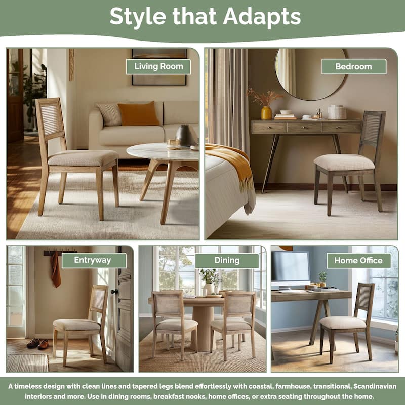 INK IVY Kelly Rattan & Wood Dining Chair Set of 2