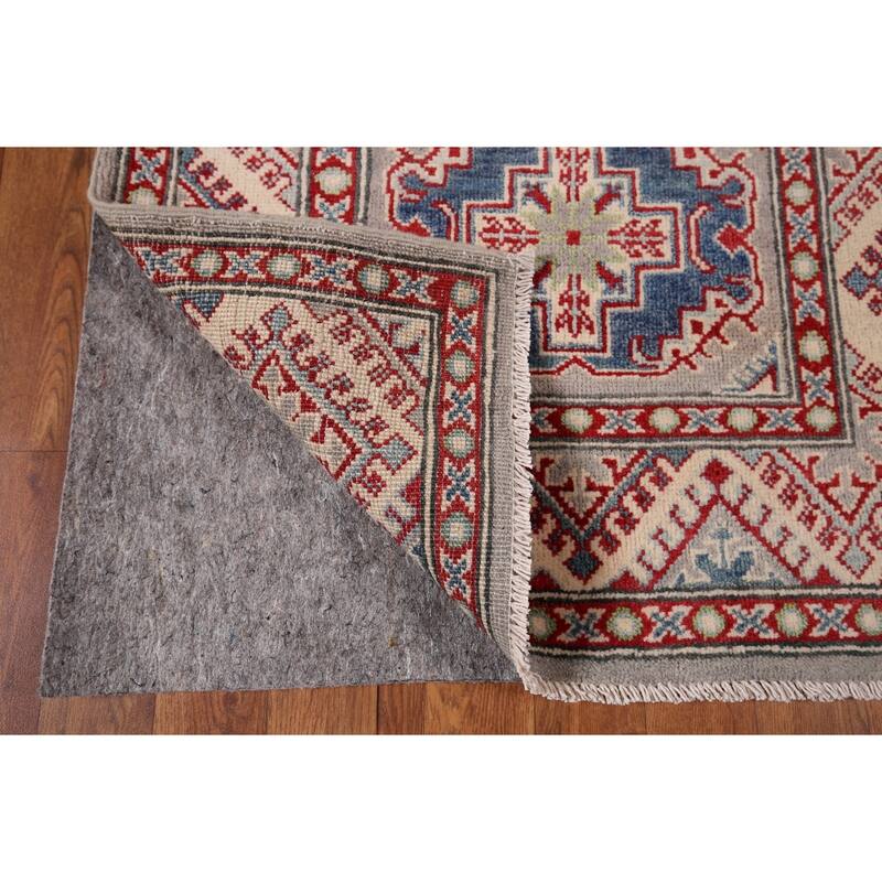 All-Over Gray Kazak Oriental Runner Rug Hand-Knotted Wool Carpet - 2'8" x 20'0"