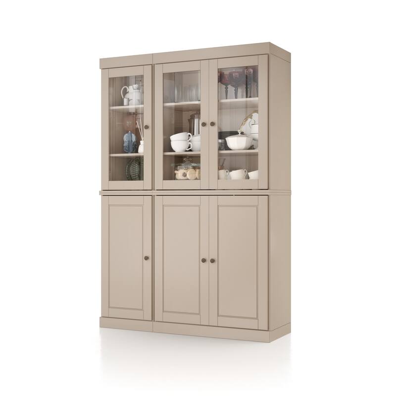 Palace Imports 100% Solid Wood Pantry China Cabinet, Raised Panel & Clear Glass Doors, 48.5" Wide, 71.5" Tall - 48.5" x 71.5"