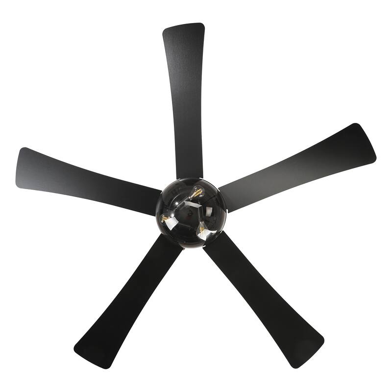 52" Modern Matte Black 5 Reversible Blades Ceiling Fan with Light and Remote
