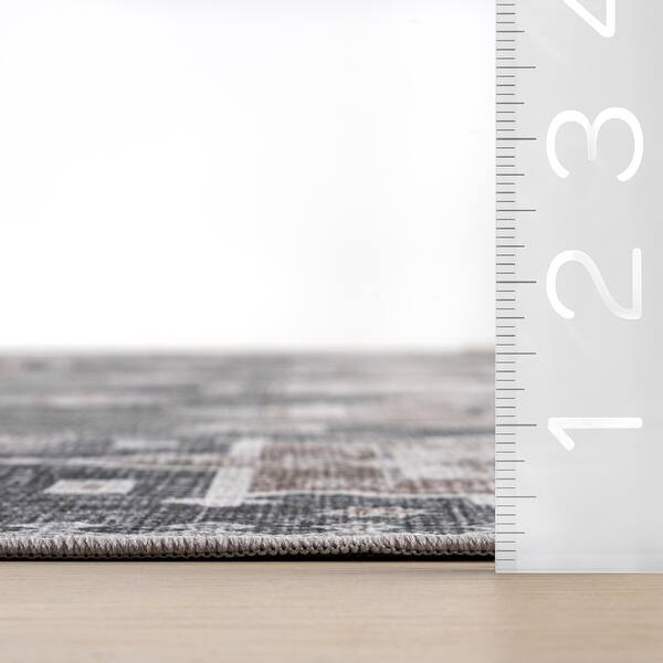 dimension image slide 2 of 3, Nuloom Vivica SplashGuard Faded Medallion Machine Washable Area Rug