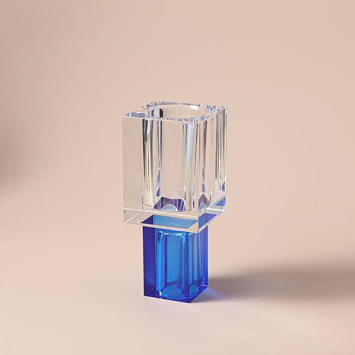 Square Vase Crystal Colored Base