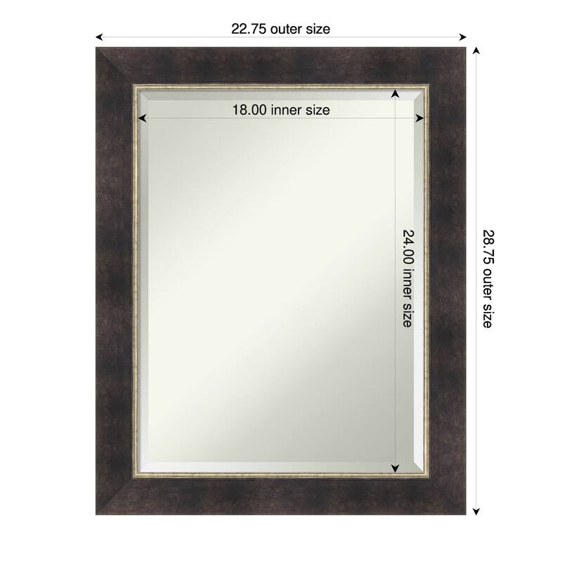 Odin Antique Bronze Beveled Wood Framed Bathroom Vanity Wall Mirror - Odin Antique Bronze - 23 x 29 in
