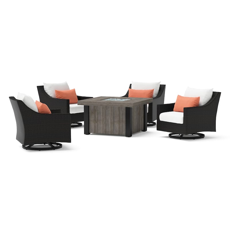 Deco 5 Piece Sunbrella Outdoor Patio Motion Fire Chat Set