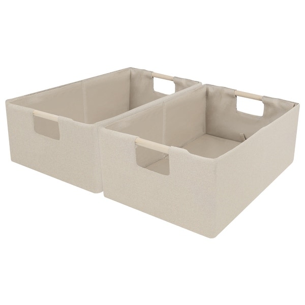 Foldable Storage Cube Woven Basket Bin Set - Built-in Carry Handles - Great for Home Organization, Nursery, Playroom, Closet, Dorm, Etc (Lid Bins - 3