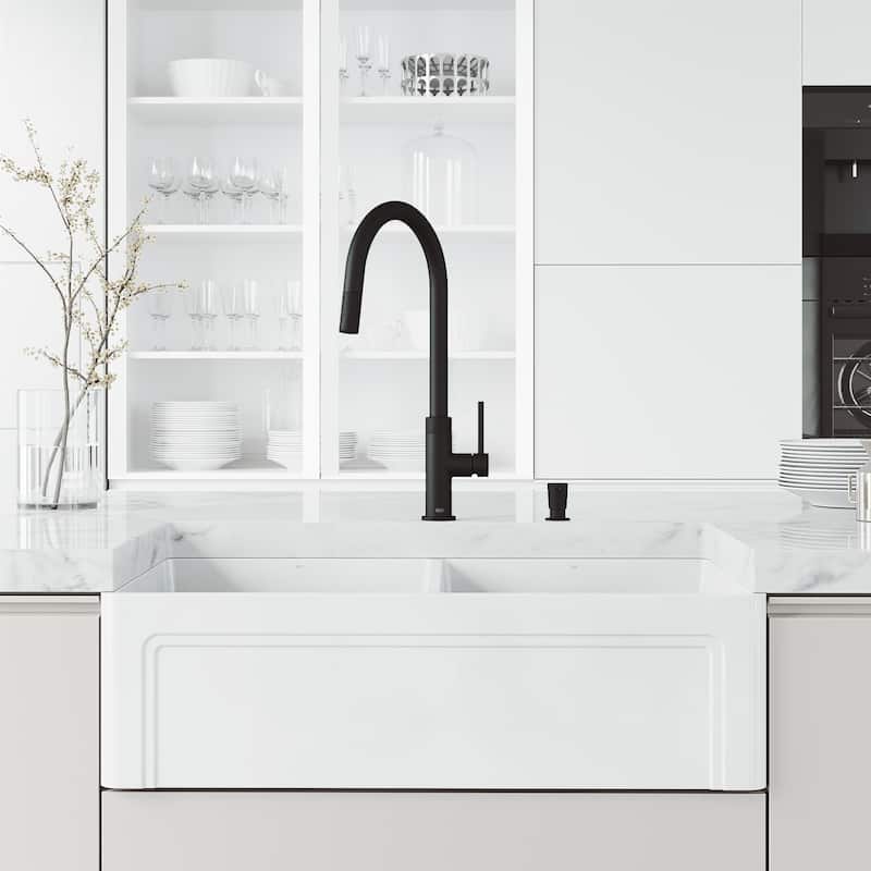 VIGO Bristol 19" H Single Handle Pull-Down Sprayer Kitchen Faucet