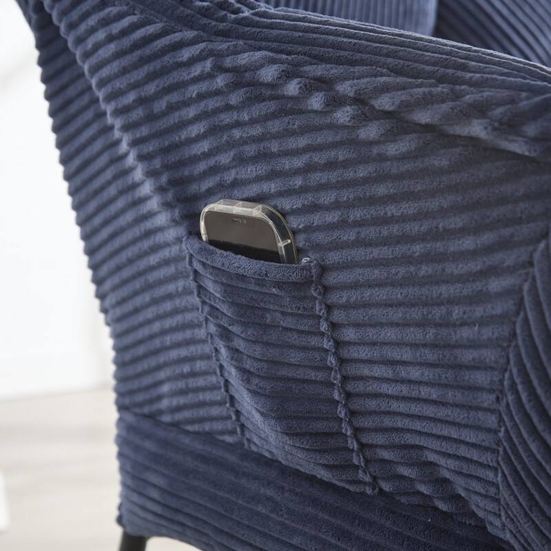 Modern Lounge Chair with Ottoman - Plush Reading Accent Chair with Footrest and Side Pocket