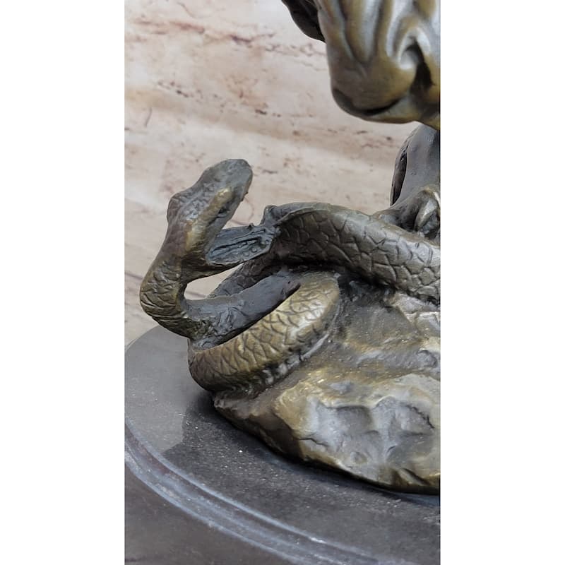 Lion Vs. Imitative Snake Bronze Statue Sculpture Figure By Antoine Barye On Marble Base