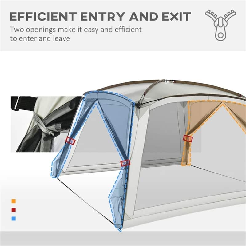 White Portable Gazebo Tent for 6 to 8 People Outdoor Canopy with UV Protection Mesh Screen Doors Carrying Bag