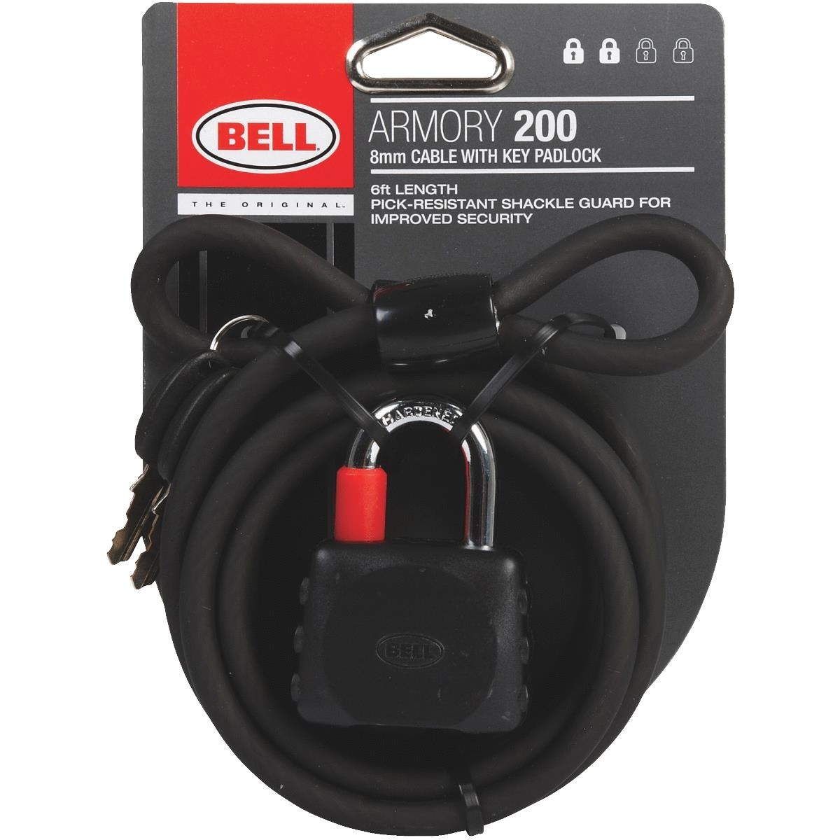 2 keys 6' Key N Go Bike Cable Lock Bell Sports 1006428 stores under seat 