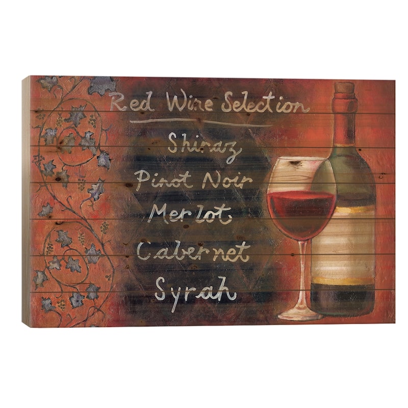 Red Wine Selection Print On Wood by Will Rafuse - Multi-Color - 18x26x1.5