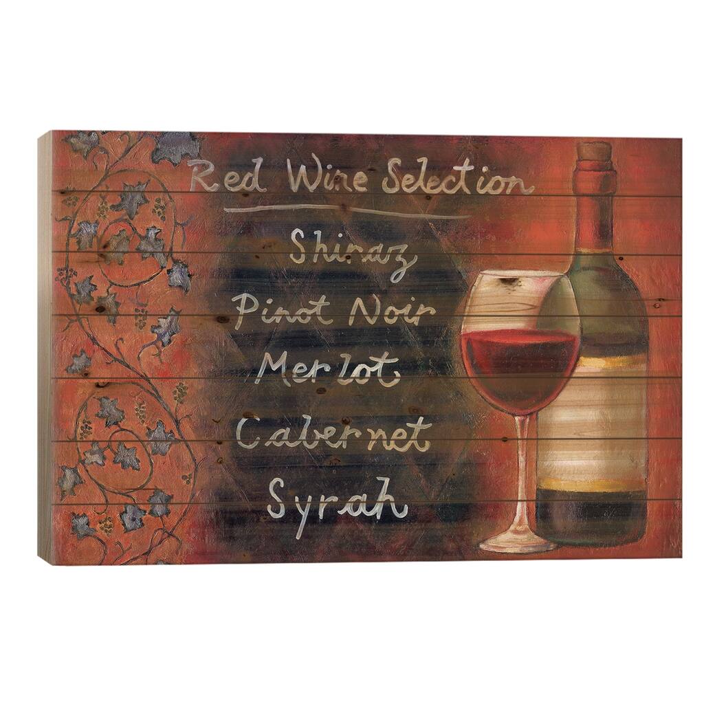 Red Wine Selection Print On Wood by Will Rafuse - Multi-Color