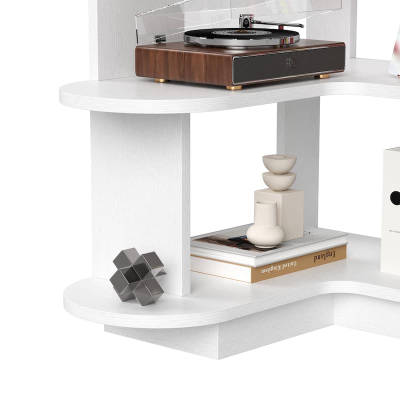 5-Tier Corner Bookshelf,L-Shaped Bookcase Freestanding Storage Shelf & Display Stand for Living Room, Office, Bedroom