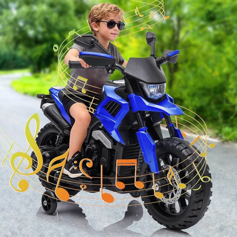 6v Motorcycle for Kids, Ride on Motorcycle with Traning Wheels for Best Kids Gift, Black