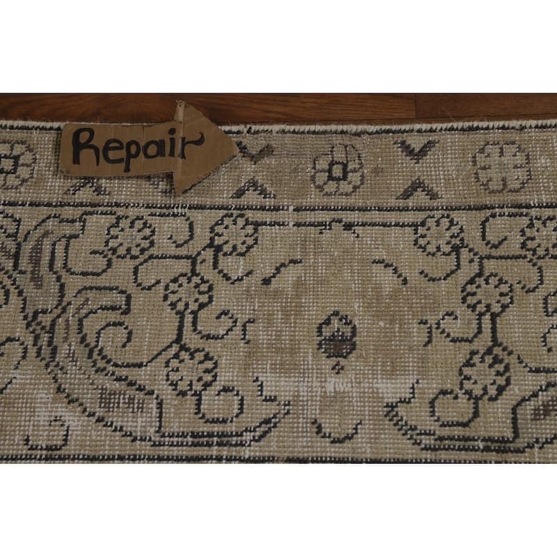 Traditional Tabriz Persian Vintage Beige Wool Carpet - 9'6" x 12'7"