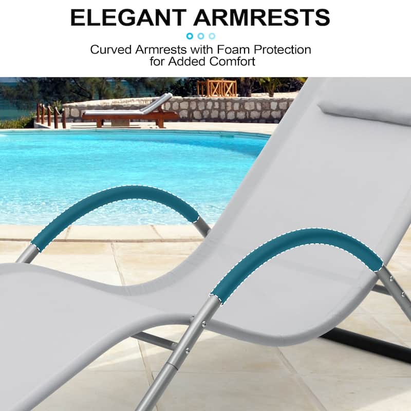 Outdoor Patio Lounger Chaise Lounges Curved Sunbathing Pool Recliner Chair