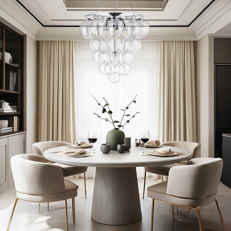 6-Light Chrome Modern Bulb Cluster Design Chandelier with Clear Glass Shade - Chrome