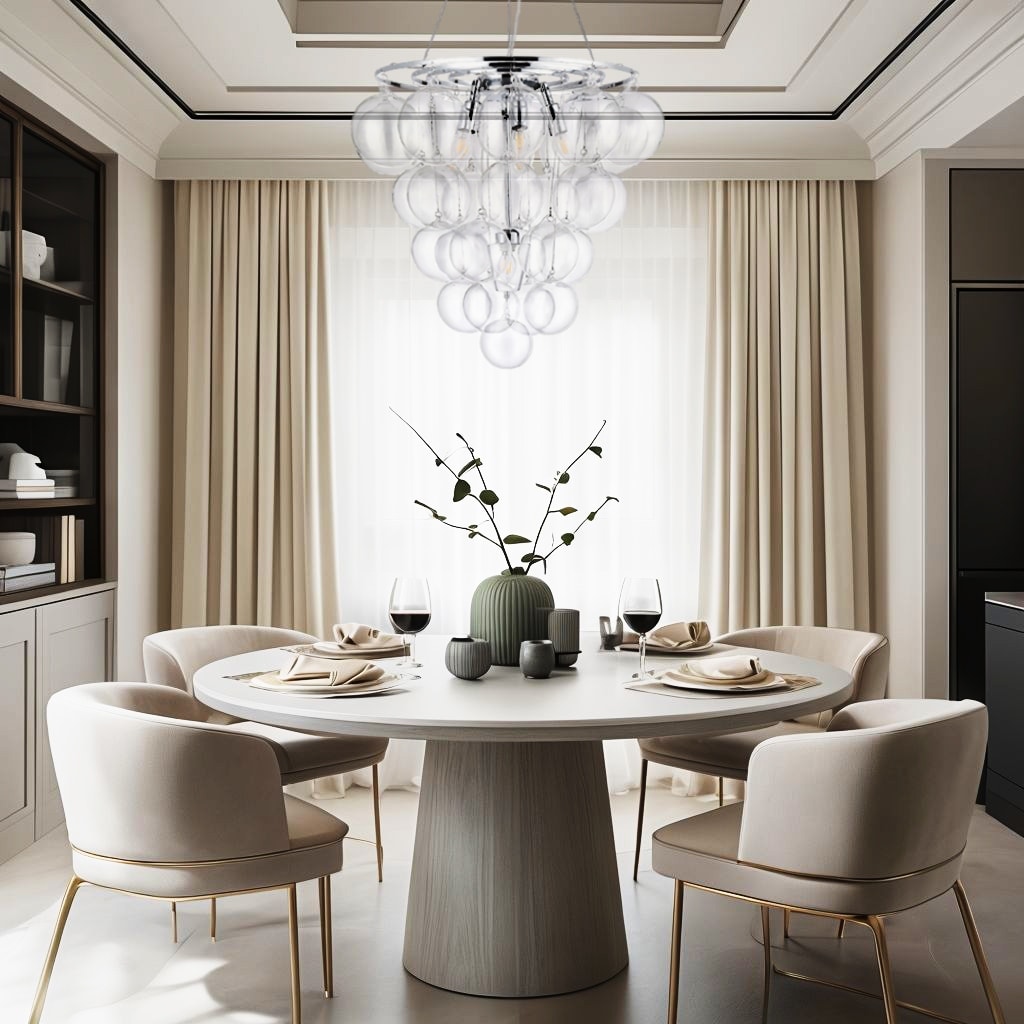 6-Light Chrome Modern Bulb Cluster Design Chandelier with Clear Glass Shade