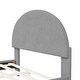 preview thumbnail 38 of 52, Twin/Full Size Velvet Bed Frame with Classic Semi-circle Shaped Headboard, Upholstered Platform Bed w/ Metal Legs for Kids Teens