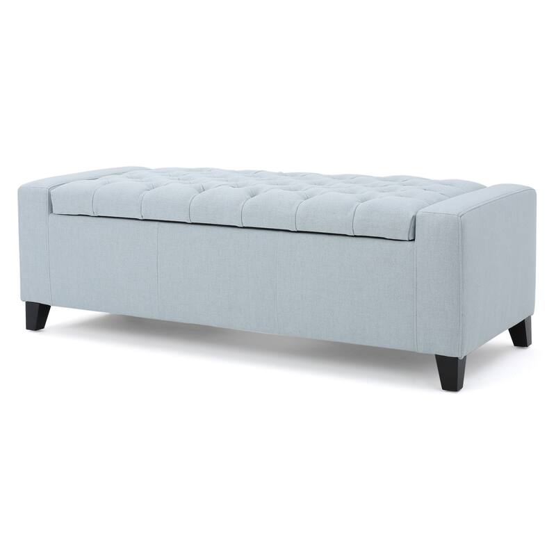50.75" Fabric End of Bed Storage Bench, Upholstered Storage Ottoman Bench with Safety Hinge, Stylish Large Ottoman