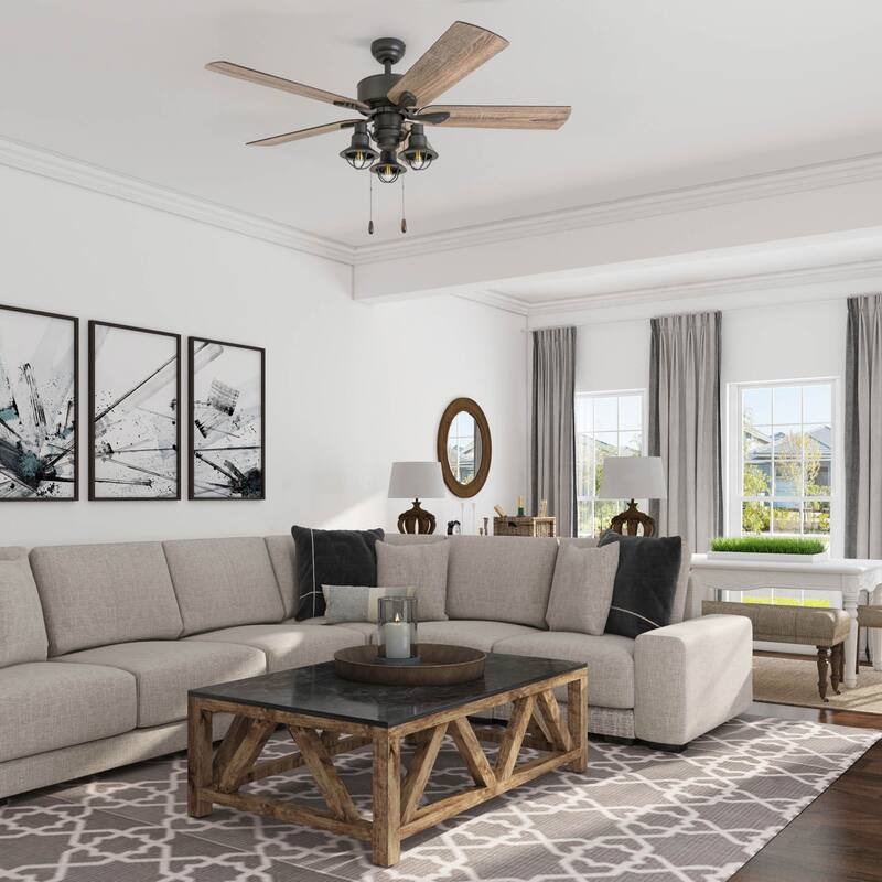 The Gray Barn Stormy Grain 52-inch Aged Bronze LED Ceiling Fan
