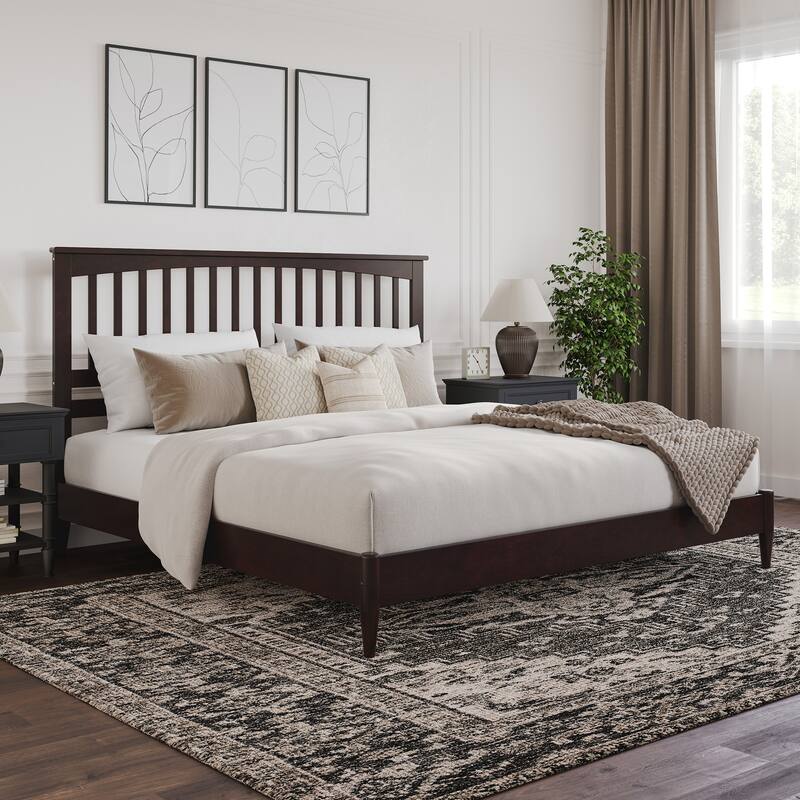 Becket Solid Wood Low Profile Platform Bed - Espresso - King