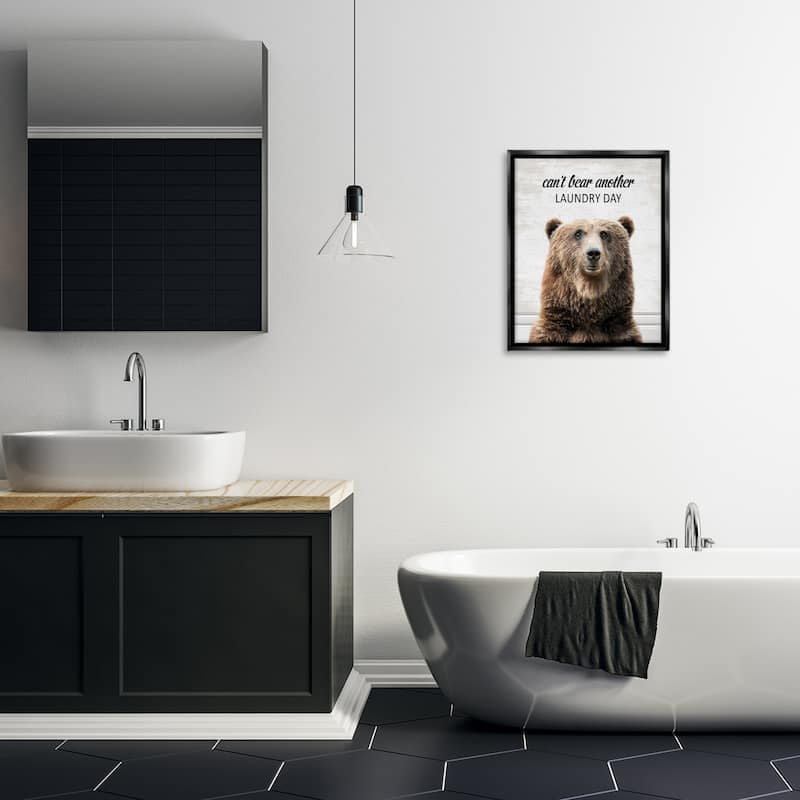 Stupell Can't Bear Another Laundry Day Framed Floater Canvas Wall Art Design By Lettered and Lined
