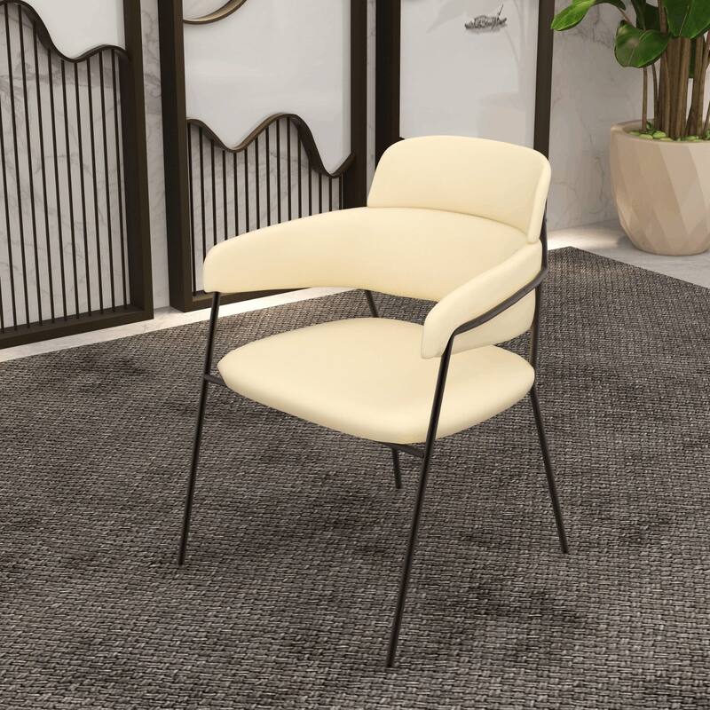 LeisureMod Set of 4 Axis Upholstered Dining Chairs with Curved Backrest, Contemporary Accent Side Chair for Home Office Bedroom
