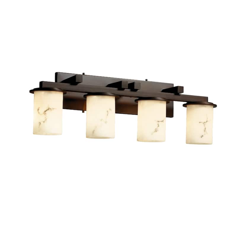 Justice Design LumenAria Dakota 4-light Dark Bronze Bath Bar, Faux Alabaster Cylinder - Flat Rim Shade