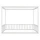 preview thumbnail 5 of 7, Full Size Canopy Frame Floor Bed with Fence and Guardrails, White