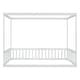 preview thumbnail 14 of 25, Minimalistic Style Full Size Wooden Canopy Frame Floor Bed with Fence and Guardrails, Grey