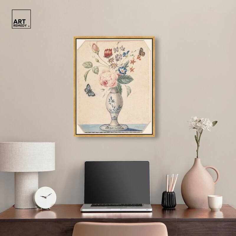 Vase with flowers 1850 Canvas by Art Remedy