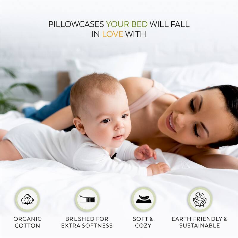 Purity Home 300TC Organic 100% Cotton Cool & Crisp Pillowcase Set