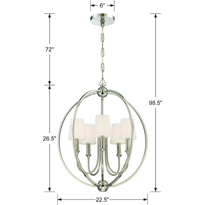 Crystorama Lighting Group Sylvan 5 Light 22-1/2" Wide Chandelier with
