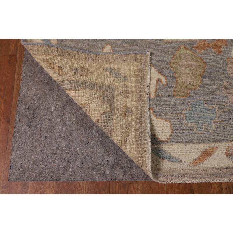 Beige Oushak Vegetable Dye Area Rug Hand-Knotted Wool Carpet - 9'1"x 12'0"