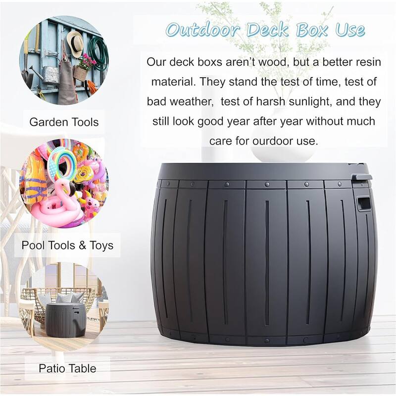Outdoor Resin Deck Box Storage Shed for Garden,Patios,Backyards,Tools