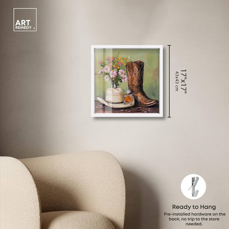 Spring Green Cowboy Necessities Shadowbox by Art Remedy